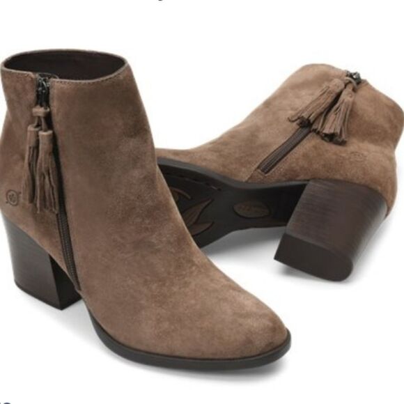 Born Ervine Suede Leather Tassel Ankle Boot Booties Women's Size 9M - Picture 2 of 16